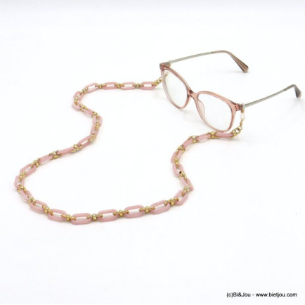 chaîne de lunettes porte-masque vintage maille acrylique résine marbrée femme 0122005