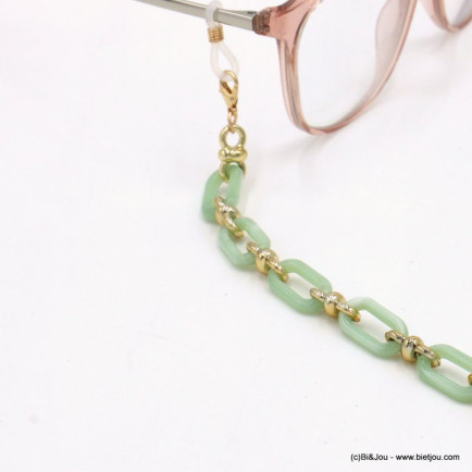 chaîne de lunettes porte-masque vintage maille rectangulaire acrylique femme 0122005 vert