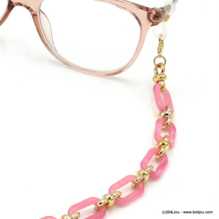 chaîne de lunettes porte-masque vintage maille rectangulaire acrylique femme 0122005 fushia