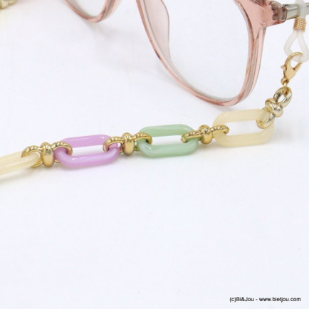 chaîne de lunettes porte-masque vintage maille rectangulaire acrylique femme 0122005 multi