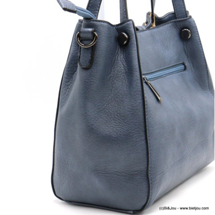sac porté épaule Flora&Co simili-cuir façon pleine fleur souple 0919512 bleu foncé