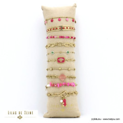 ensemble de 10 bracelets abeille ourson guimauve fleur trèfle perle nacre pierre acier inoxydable femme 0222150